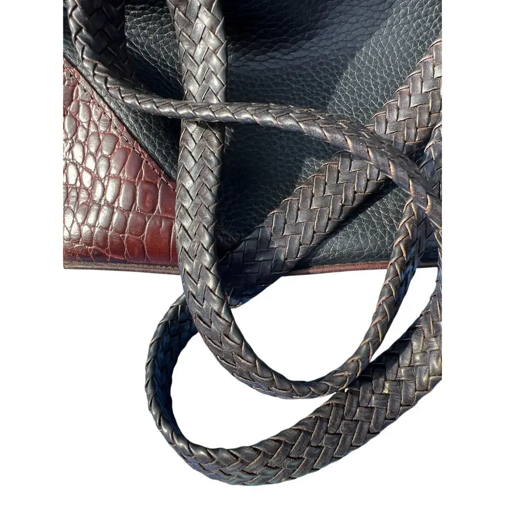 Brighton Classic Brown Croc and Black shoulder bag